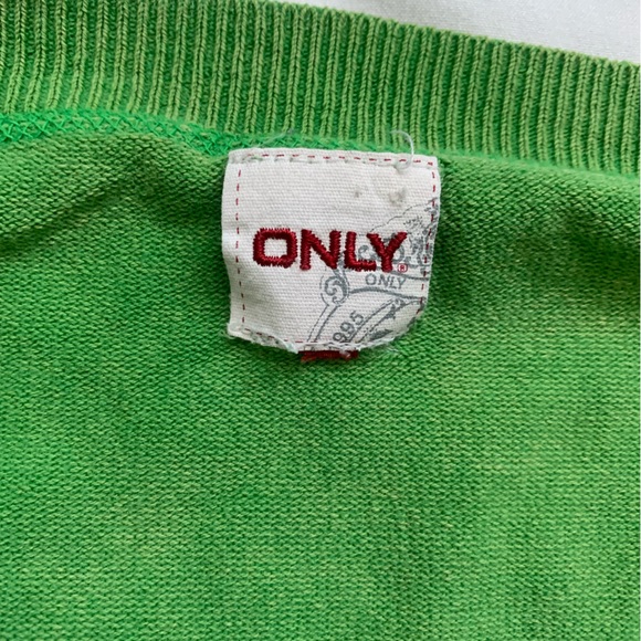 Y2K Lime Green Wash Effect Low Cut Only Sweater - Picture 5 of 7